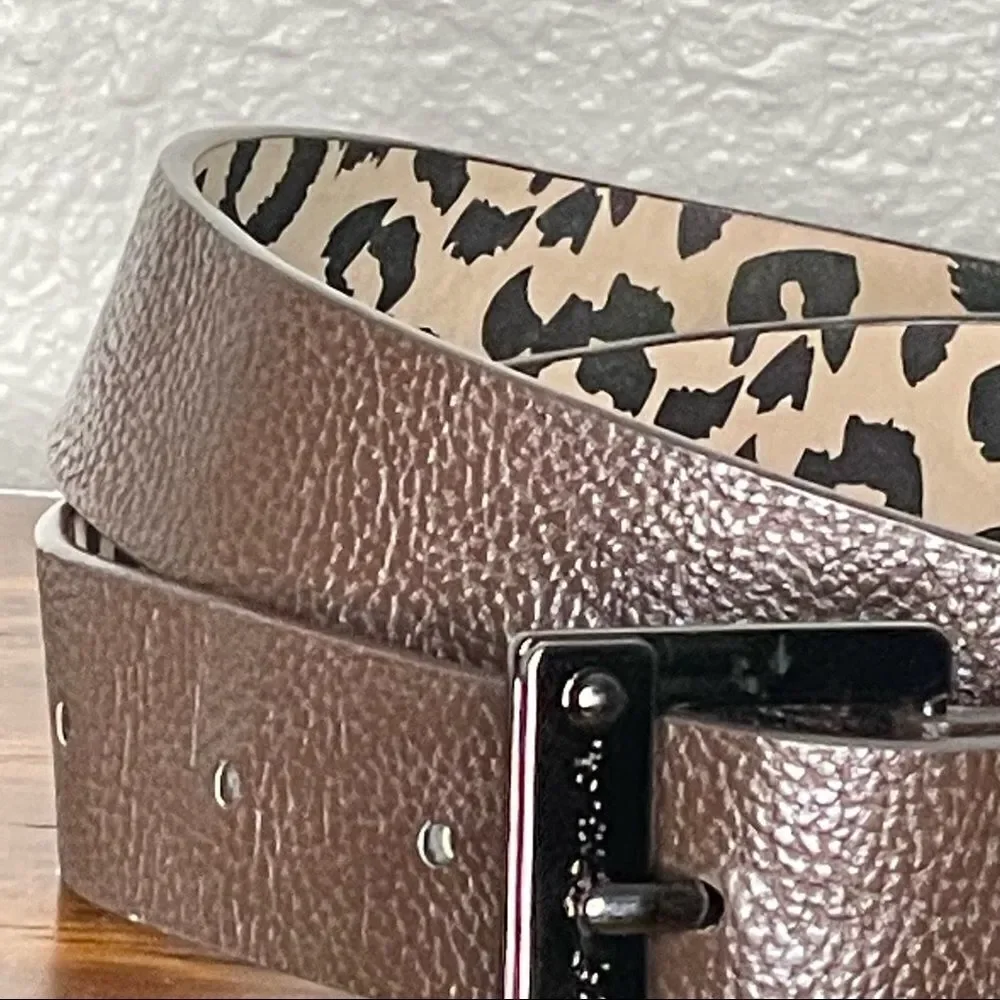Betsey Johnson Dark Brown Belt With Leopard Interior Print 38”